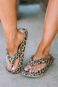 Leopard Thick Sole Flip Flops