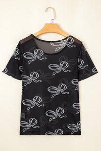 Maddie Bow Mesh Short Sleeve Top