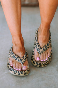 Leopard Thick Sole Flip Flops