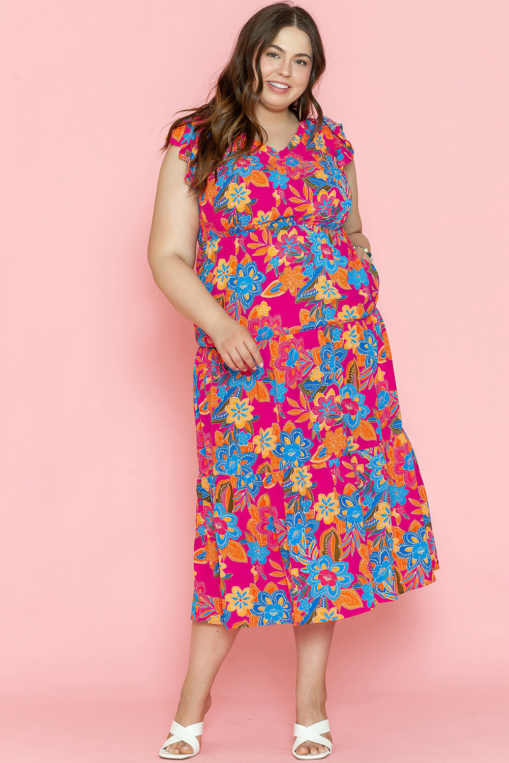 Jessie Ruffled Sleeveless Plus Size Long Dress