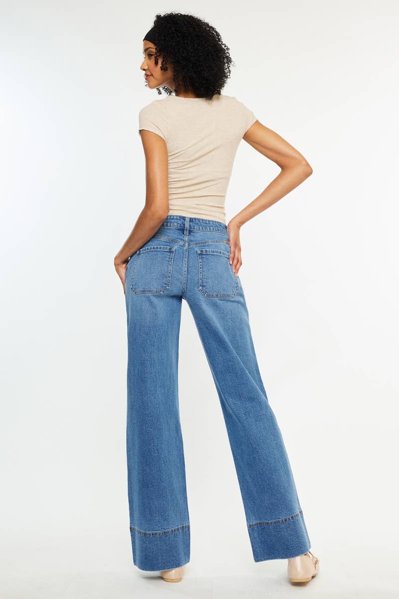 Kan Can USA - MID RISE WIDE LEG JEANS-KC70100MD