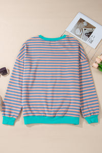 Elliana Stripe Crossed Stitch Drop Shoulder Sweatshirt