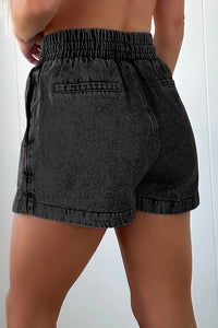 Drawstring High Waist Denim Shorts