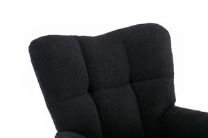 050-Teddy Fabric Rocking Gilder Nursery Chair For Living Room Indoor,Black