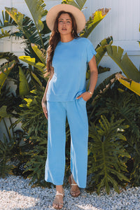 Leilany Corded Knit Short Sleeve Set