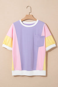 Zoe Patchwork Half Sleeve Oversized Top