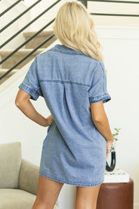 Rivka Pocketed Button up Denim Tunic Dress