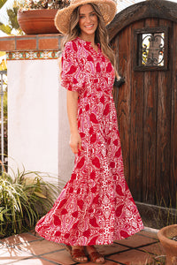 Raquel Paisley Side Slit Maxi Dress