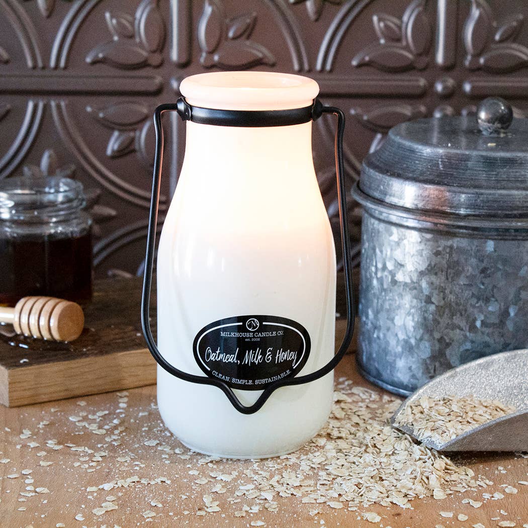 14 oz Milkbottle Candle: Oatmeal, Milk & Honey