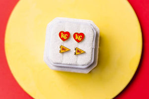 Desert Peach - Kansas City Chiefs Heart Stud Earrings