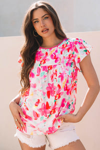Marlee Floral Flutter Sleeve Casual Blouse
