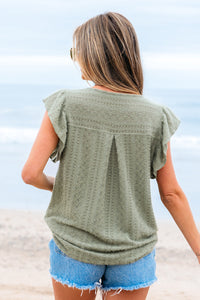 Ruthie Flutter Sleeve Lace V Neck Top