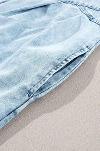 Mineral Wash Ruffle Sleeve Denim Dress