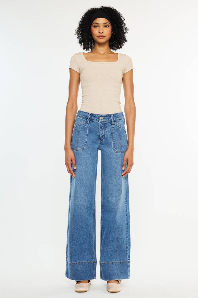 Kan Can USA - MID RISE WIDE LEG JEANS-KC70100MD