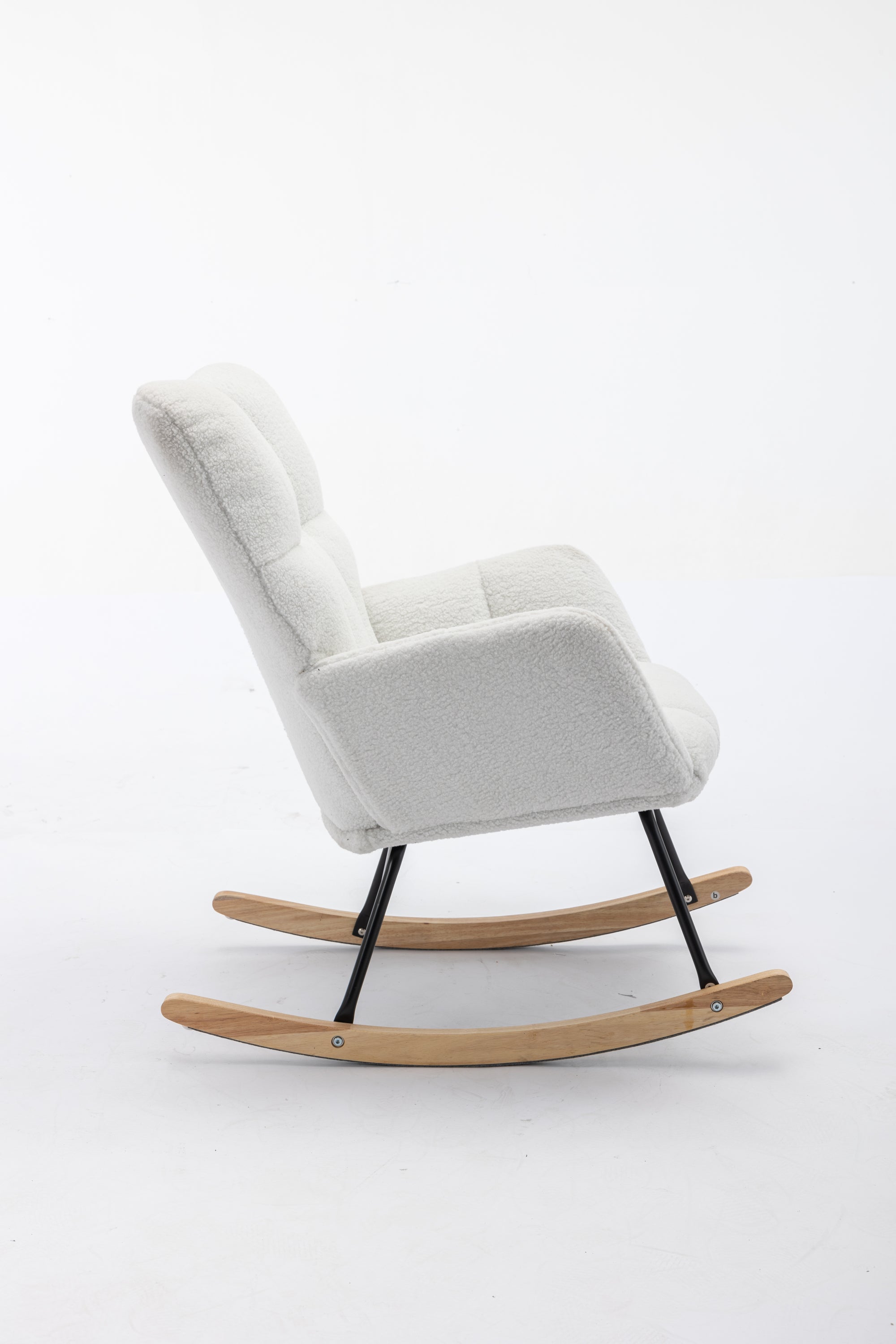 050-Teddy Fabric Rocking Gilder Nursery Chair For Living Room Indoor,Ivory