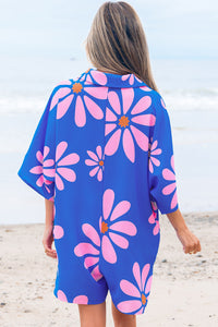 Ailany Flower Collar Button Front Loose Romper