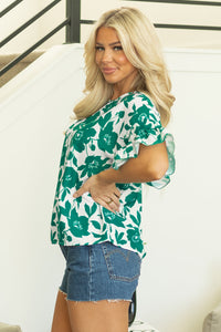 Mavis Floral Ruffled Short Sleeve Loose Blouse