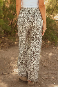 Mabel Leopard Drawstring Elastic Waistband Loose Pants