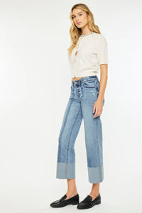 KanCan Denim MID RISE CROPPED WIDE LEG JEAN
