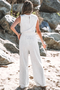 Addilyn Crew Neck Drawstring High Waist Sleeveless Jumpsuit