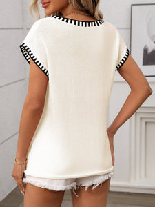 V-Neck Sleeveless Sweater - White