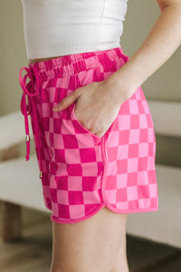 Checkered Drawstring Casual Shorts