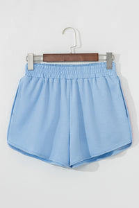 April Color Stripes Elastic High Waist Active Shorts