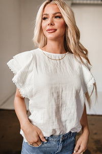 Soraya Crinkled Layered Ruffled Flutter Sleeve Blouse