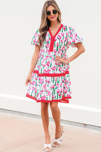 Berkley Floral V Neck Bubble Babydoll Dress
