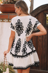 Leyla Vintage High Waist Short Sleeve Dress
