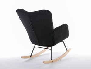 050-Teddy Fabric Rocking Gilder Nursery Chair For Living Room Indoor,Black