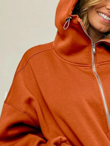 BiBi Half Zip Vintage Washed Fleece Hoodie