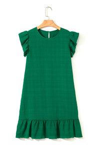 Claire Textured Flutter Sleeve Ruffled Mini Dress