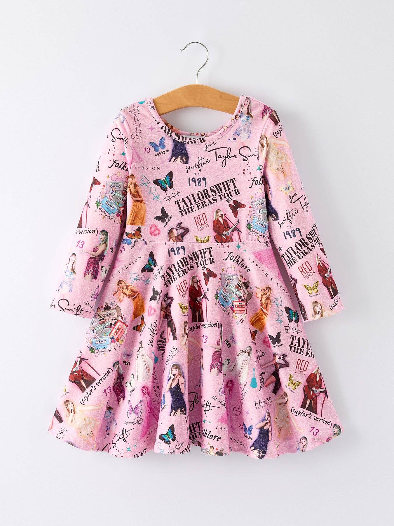 Christmas Ts Twirly Print Girls Milk Silk Dress：Musical Journey in Style