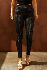 Adelaide Shiny Leopard Textured Leggings