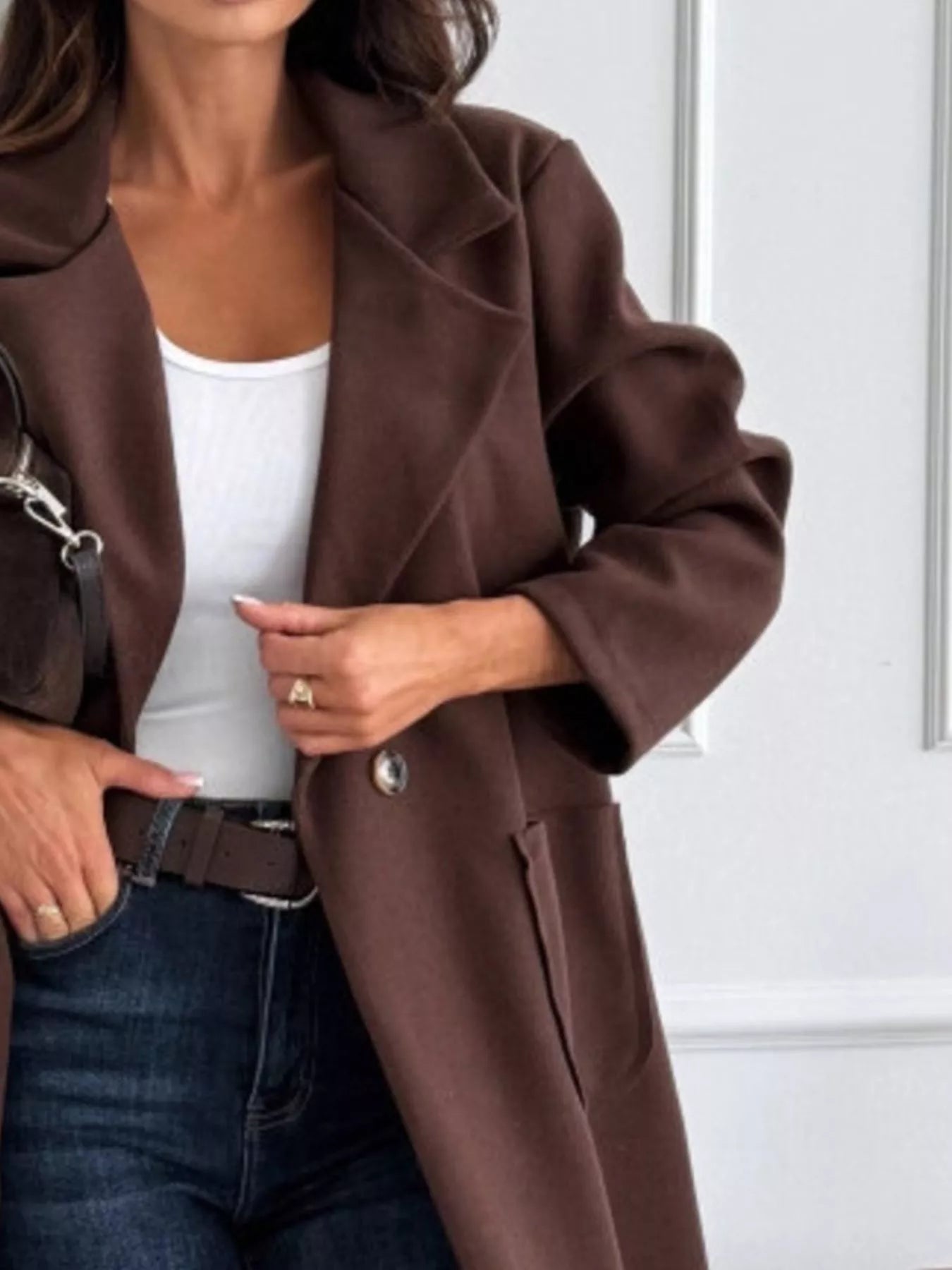 Long-Sleeve Single-Breasted Trench Coat
