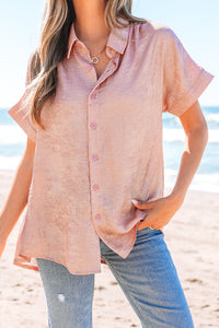 Kiana Metallic Buttoned Loose Fit Short Sleeve Shirt