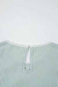 Meredith Stripe Lace Patchwork Crew Neck Tank Top