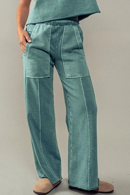 FINAL SALE-Classic Mineral Washed Paneled Pants