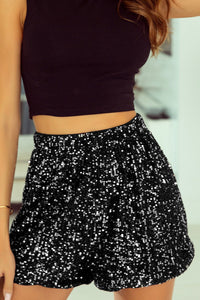 Oaklynn Sequin High Waist Casual Shorts