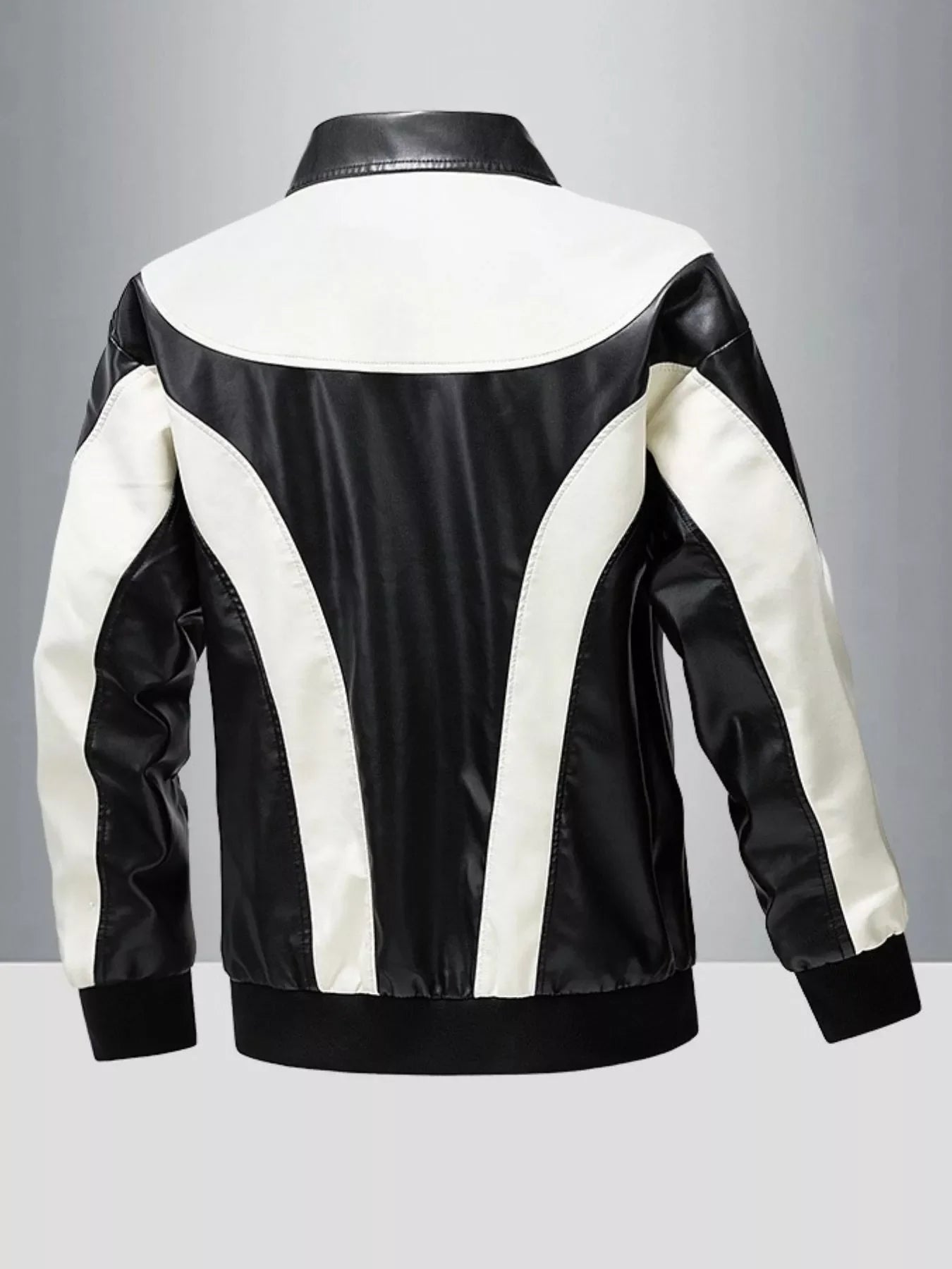 Men's Two-Tone Zip Up Leather Jacket