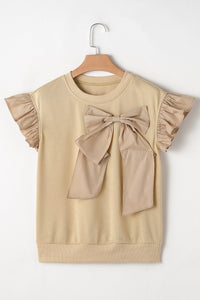 Camilla Two Tone Bow Ruffle Sleeve Top