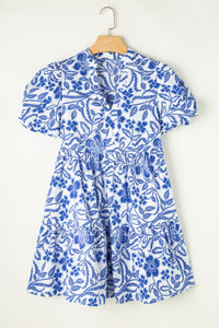 Maryam Flower Puff Sleeve Tiered Dress
