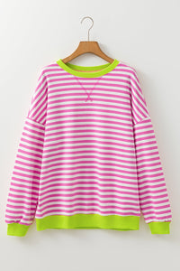 Elliana Stripe Crossed Stitch Drop Shoulder Sweatshirt