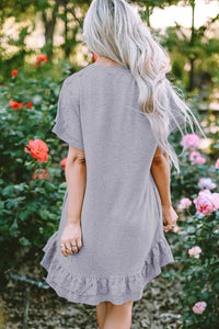 Belen Lace Ruffled T-shirt Dress