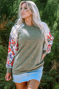 Bailey Patchwork Long Sleeve Ribbed Blouse