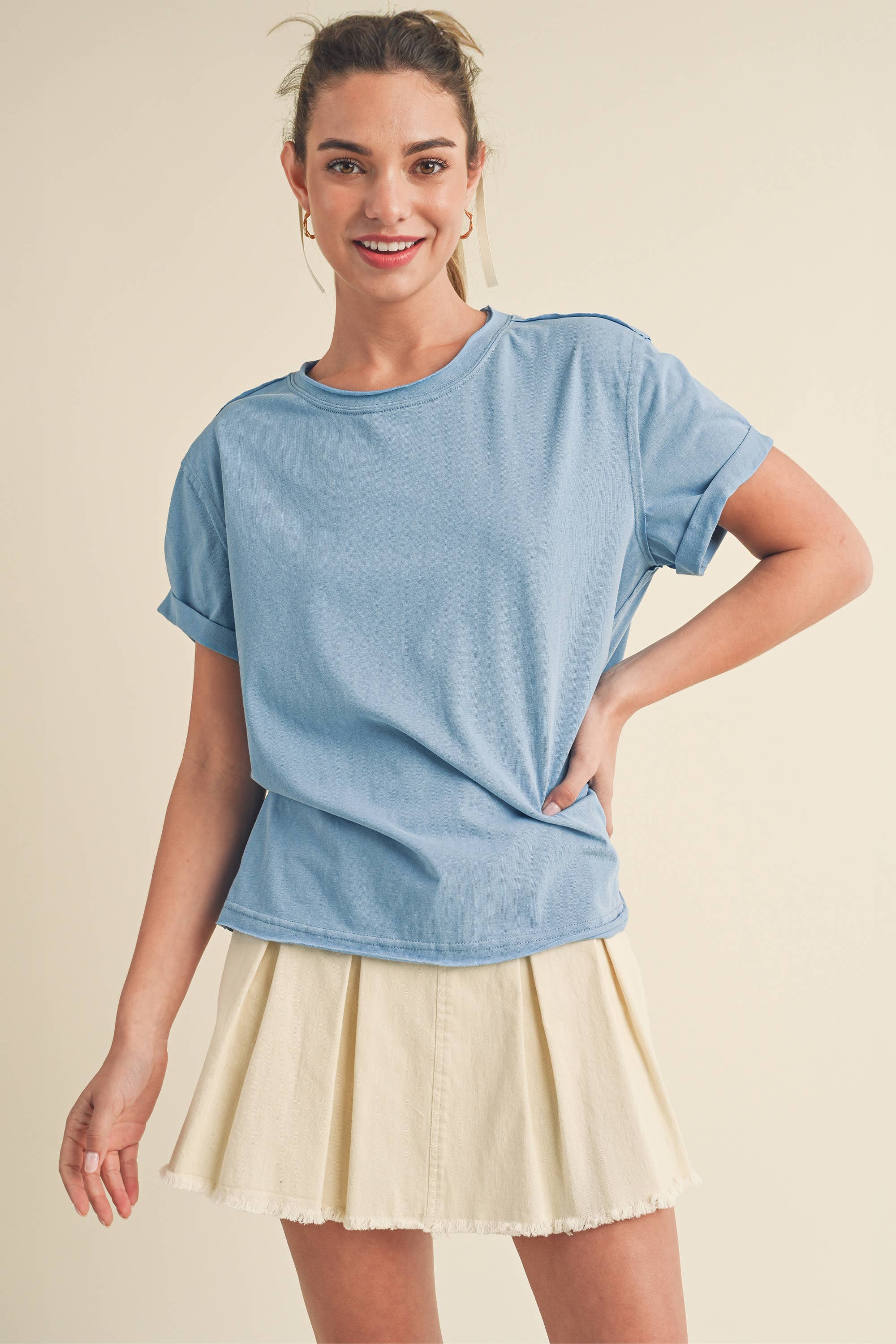 Mali Baby Tee Short Sleeve Top - Ocean