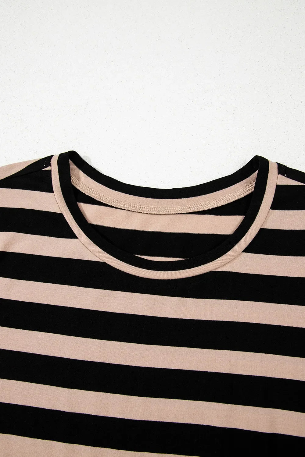 Stripe Casual Round Neck Tee Dress with Pockets