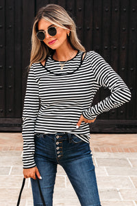 Remi Stripe Double-layer Long Sleeve Top