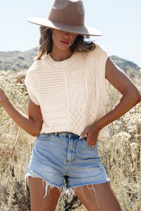 Madelyn Cable Knit Dolman Armholes Sweater Tank
